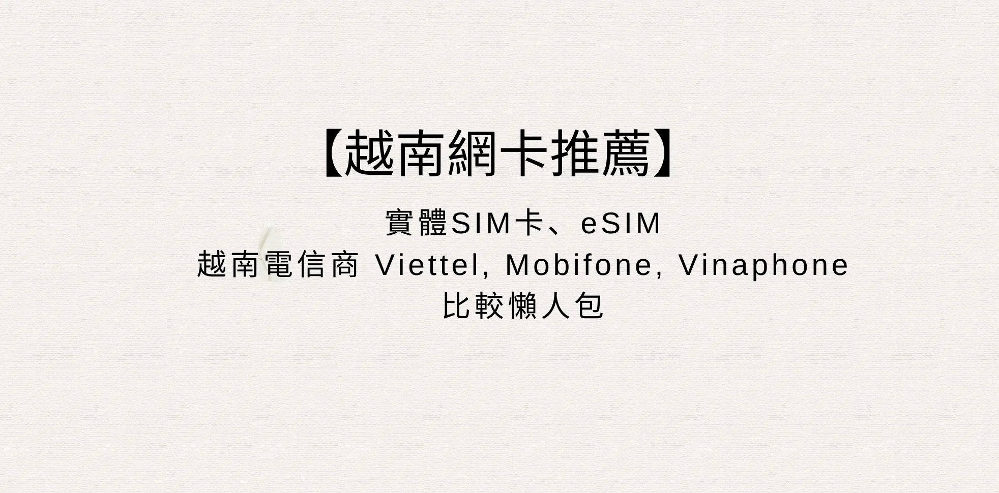 【越南網卡推薦】越南eSIM／實體卡實測比較｜2026 上網懶人包